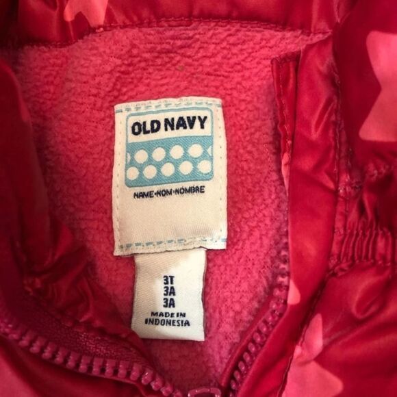 Old Navy Puffer Vest Pink Stars size 3T - Picture 2 of 4